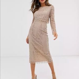ASOS lace midi dress in pink